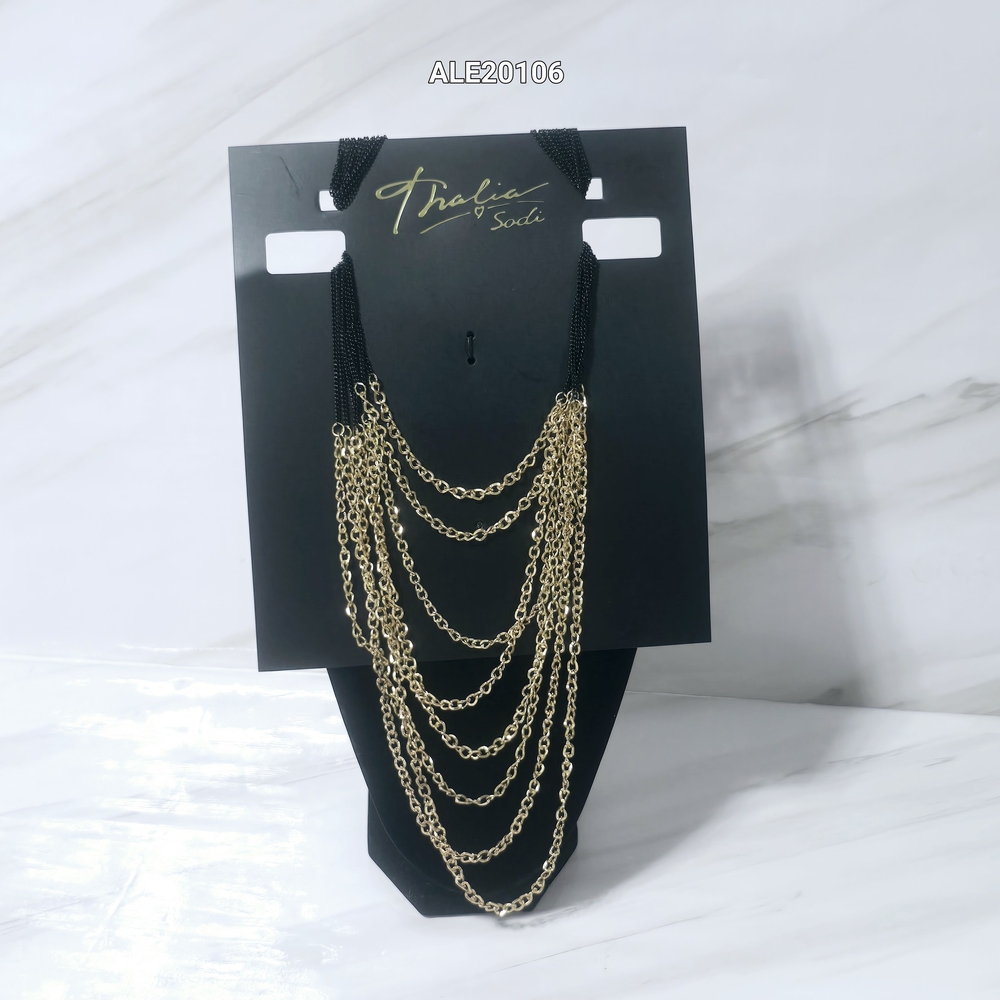 Thalia Sodi Gold and Black Layered Necklace.